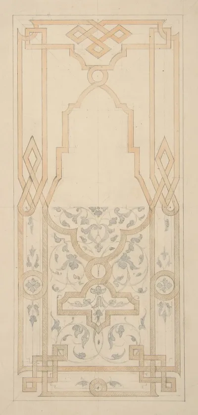 Design For A Panel Ornamented With Strapwork And Rinceaux