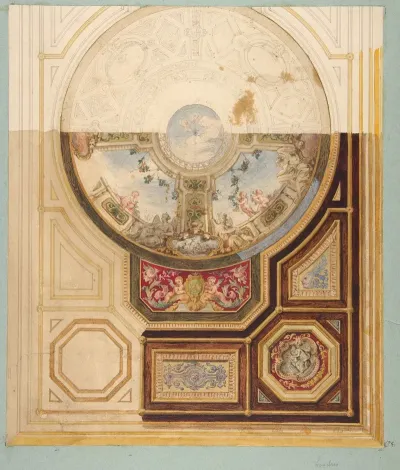 Design For A Paneled Ceiling With A Trompe Loeil Dome In London