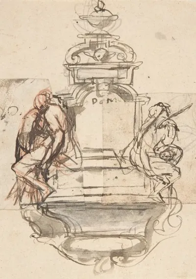 Design For A Sepulchral Monument With Two Figures