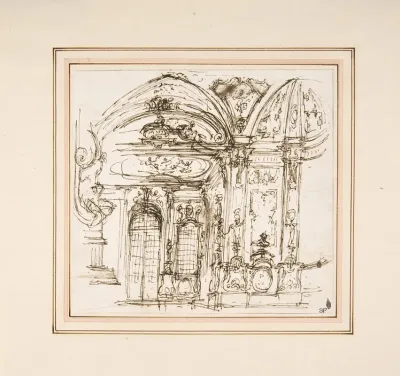 Design For A Stage Set Highly Decorated Interior Of A Palace