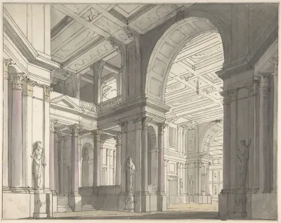 Design For A Stage Set Showing The Interior Of A Palace