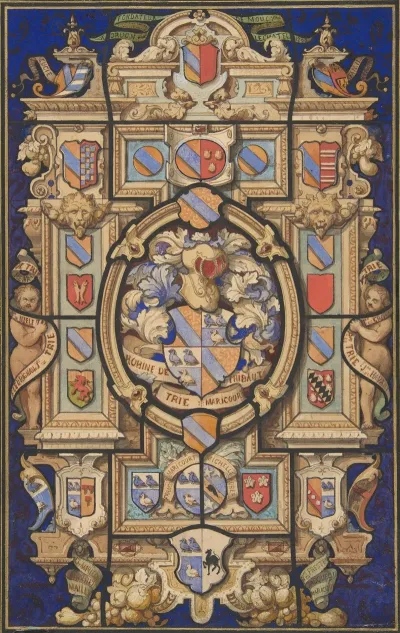 Design For A Stained Glass Window With Heraldic Designs For The Chateau Mouchy Oise