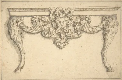 Design For A Table With A Cat Mask And Goat Legs