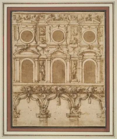 Design For A Temporary Decoration Of The East Wall Of The Palazzo Vecchio Courtyard