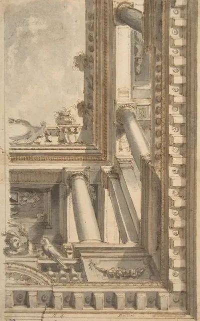 Design For A Trompe Loeil Ceiling With A Loggia