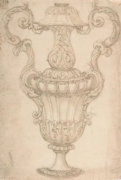 Design For A Two Handled Urn With Acanthus Shell And Egg And Tongue Motif