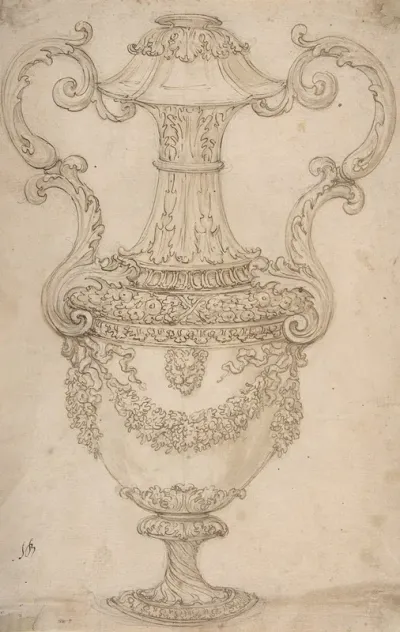 Design For A Vase With Handles Decorated With A Festoon
