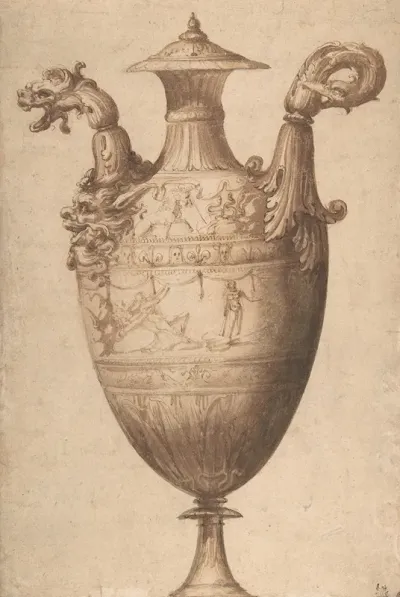 Design For A Vase With Hercules And Farnese Lilies