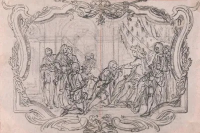 Design For A Vignette The King Of France Surrounded By Courtiers