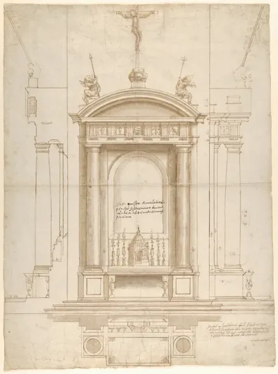 Design For An Altar Surmounted By A Crucifix In Four Different Views