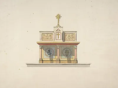 Design For An Altar Table Surmounted By A Crucifixion