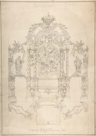 Design For An Alter With Saint Michael And The Dragon