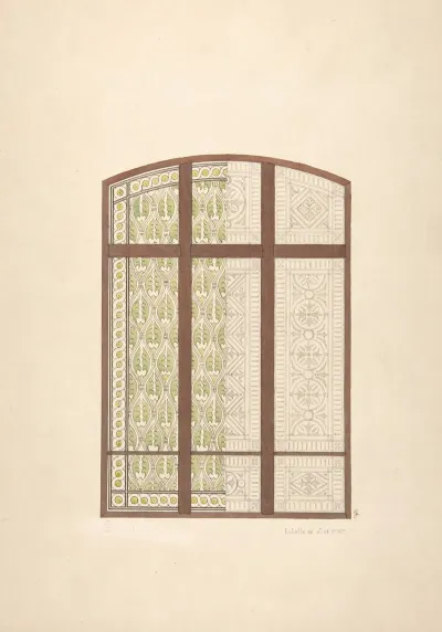 Design For An Arched Stained Glass Window Showing Two Alternative Patterns