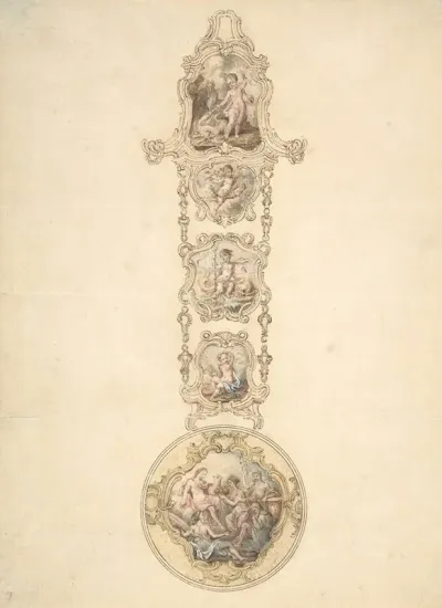 Design For An Enameled Watchcase And Chatelaine With Mythological Figures