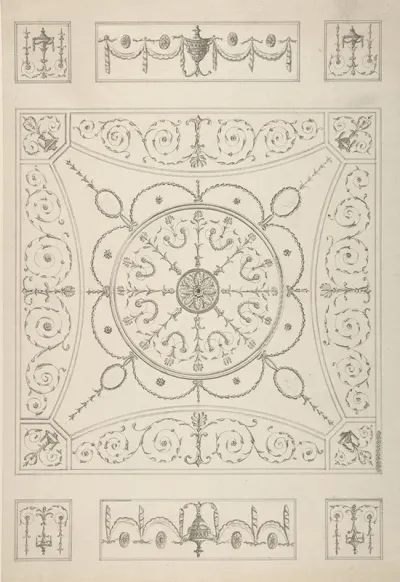 Design For An Oblong Ceiling With An Oval Centre