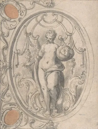 Design For An Ornamental Panel With The Figure Of Astronomy