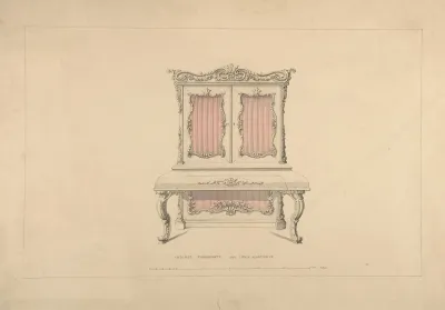 Design For Cabinet Pianoforte Louis Quatorze Style