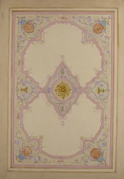 Design For Ceiling Decorated With Lavender Arabesques