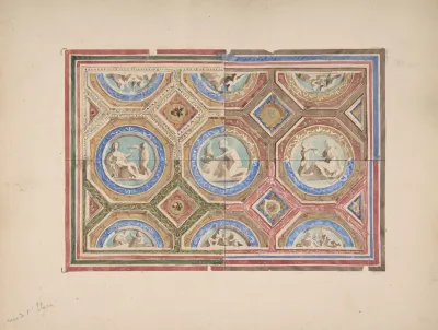 Design For Coffered Ceiling In Four Alternate Color Schemes Empress Eugenies Hotel