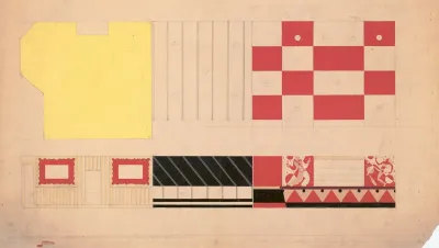 Design For Dcor Of Restaurant 56 East 56th St New York Ny Drawing Of Suggested Dcor For Restaurant With Color Elevation And Murals