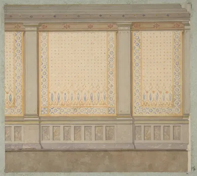 Design For Decoration Of A Wall With Painted Panels Separated By Pilasters