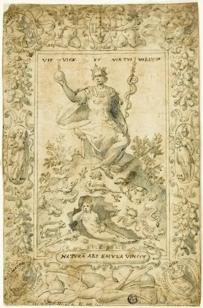 Design For Emblematic Frontispiece Natura Ars Emula Vincit