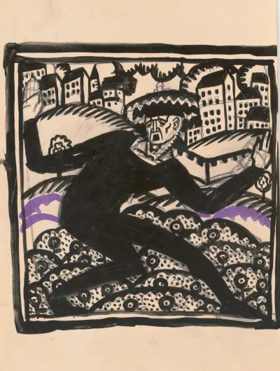 Design For Fine Art Print The Mad Dancer Original Study For Woodcut Print