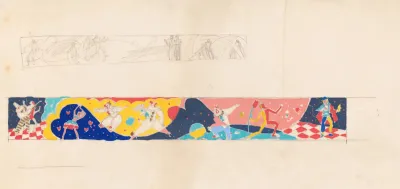 Design For Mural In Unidentified Bar Or Restaurant Study For Mural