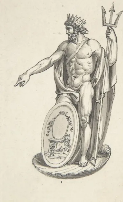 Design For Neptune With An Oval Medallion