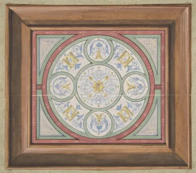 Design For Painted Decoration Of A Ceiling Incorporating Interwined Initials Dd