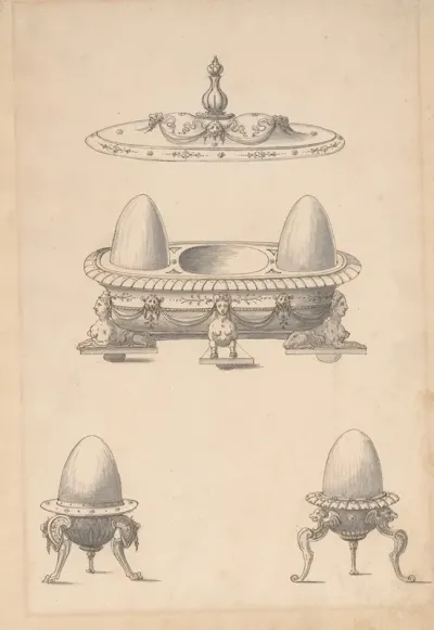 Design For Parade Egg Cups And Combined Egg Cup And Salt Cellar With Lid