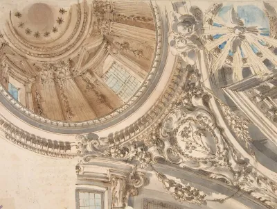 Design For Part Of A Church Ceiling With A Dome