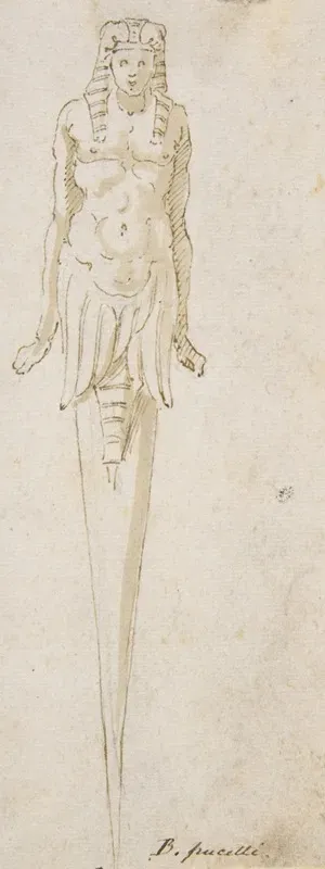 Design For Pointed Utensil With An Egyptian Style Figure On The Handle