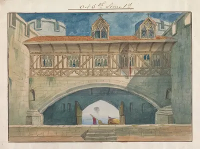 Design For Setting Of Charles Keans Richard Ii At The Princesss Theatre On March 12 1857 Act 5 Scene 1