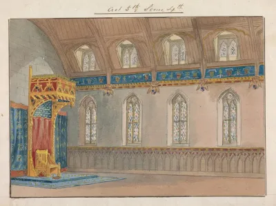 Design For Setting Of Charles Keans Richard Ii At The Princesss Theatre On March 12 1857 Act 5 Scene 4