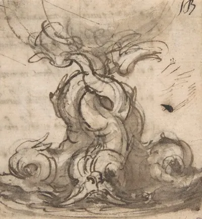 Design For The Base Of A Vessel With Three Dolphins
