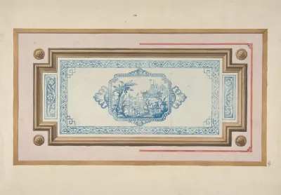 Design For The Decoration Of A Ceiling With A Chinese Blue And White Design