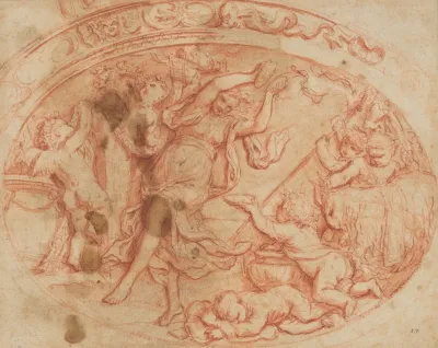 Design For The Decoration Of An Oval Dish With A Bacchanal