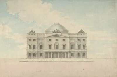 Design For The Facade Of A Theater Perspective