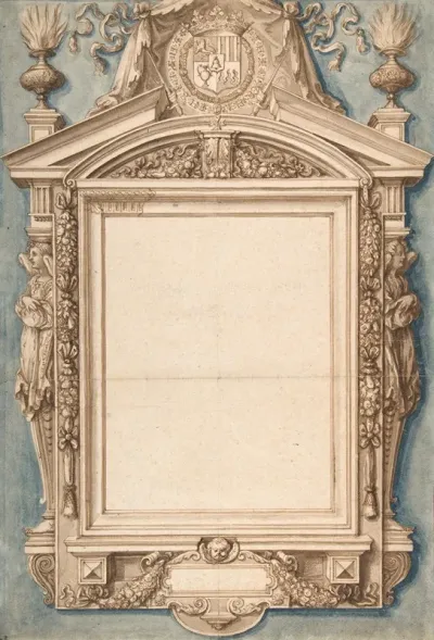 Design For The Frame Of A Funerary Plaque With The Coat Of Arms Of Roger Ii De Saint Lary Duc De Bellegarde