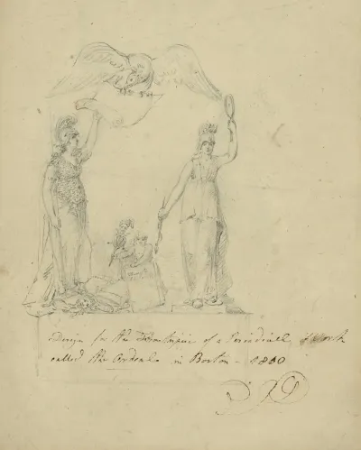 Design For The Frontispiece Of A Periodical Work Called The Ordeal In Boston 1810