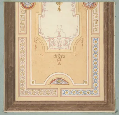 Design For The Painted Decoration Of A Ceiling In With Strapwork And Rinceaux