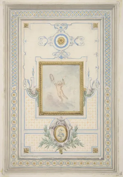 Design For The Painted Decoration Of A Ceiling With The Monogram As