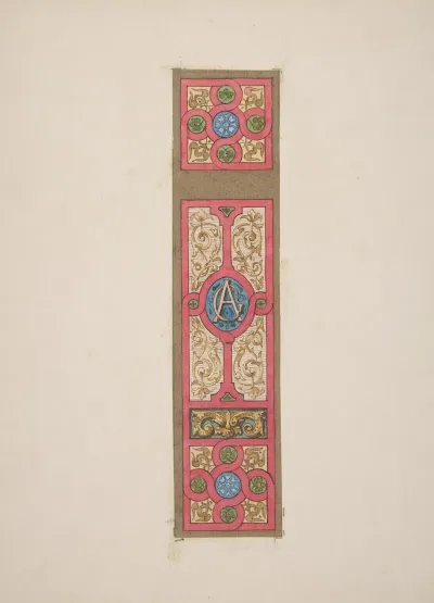 Design For The Painted Decoration Of A Wall Of Ceiling Panel Monogrammed Ca
