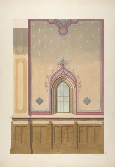 Design For The Painted Decoration Of A Wall Pierced By An Arched Window