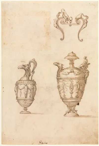 Design For Two Vases And An Ornament