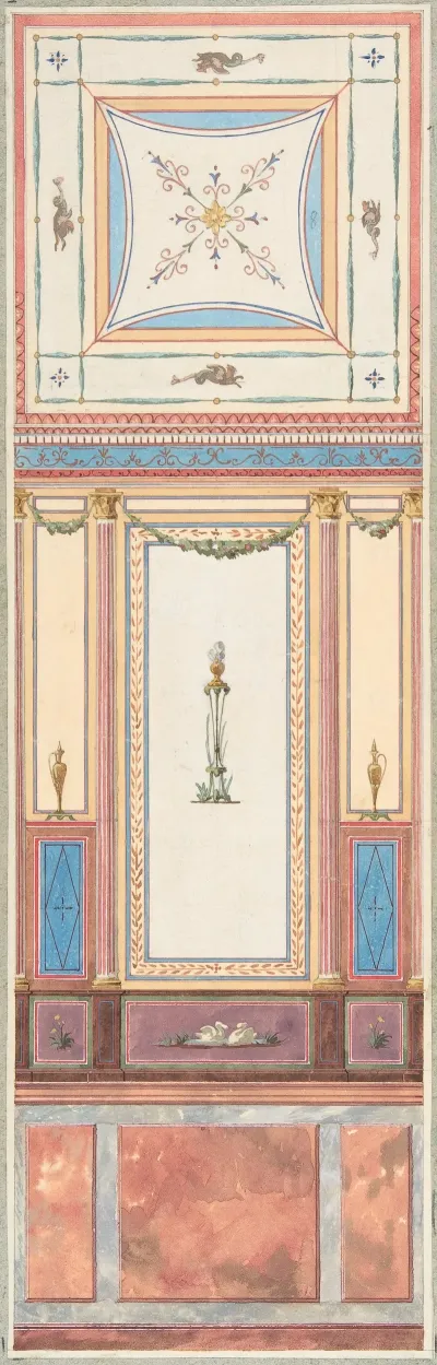 Design For Wall Paneling And Ceiling In Pompeiian Style The Deepdene Dorking Surrey