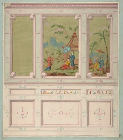 Design For Wall Panels Decorated With Chinoiserie Scenes