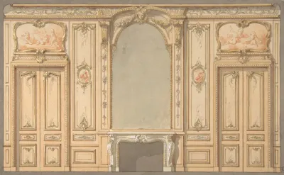 Design For Wall Panels Mirror And Fire Mantle
