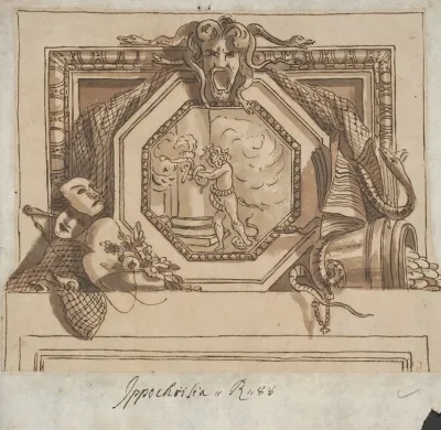Design Of Apollo And The Python For A Painted Over Door Decoration